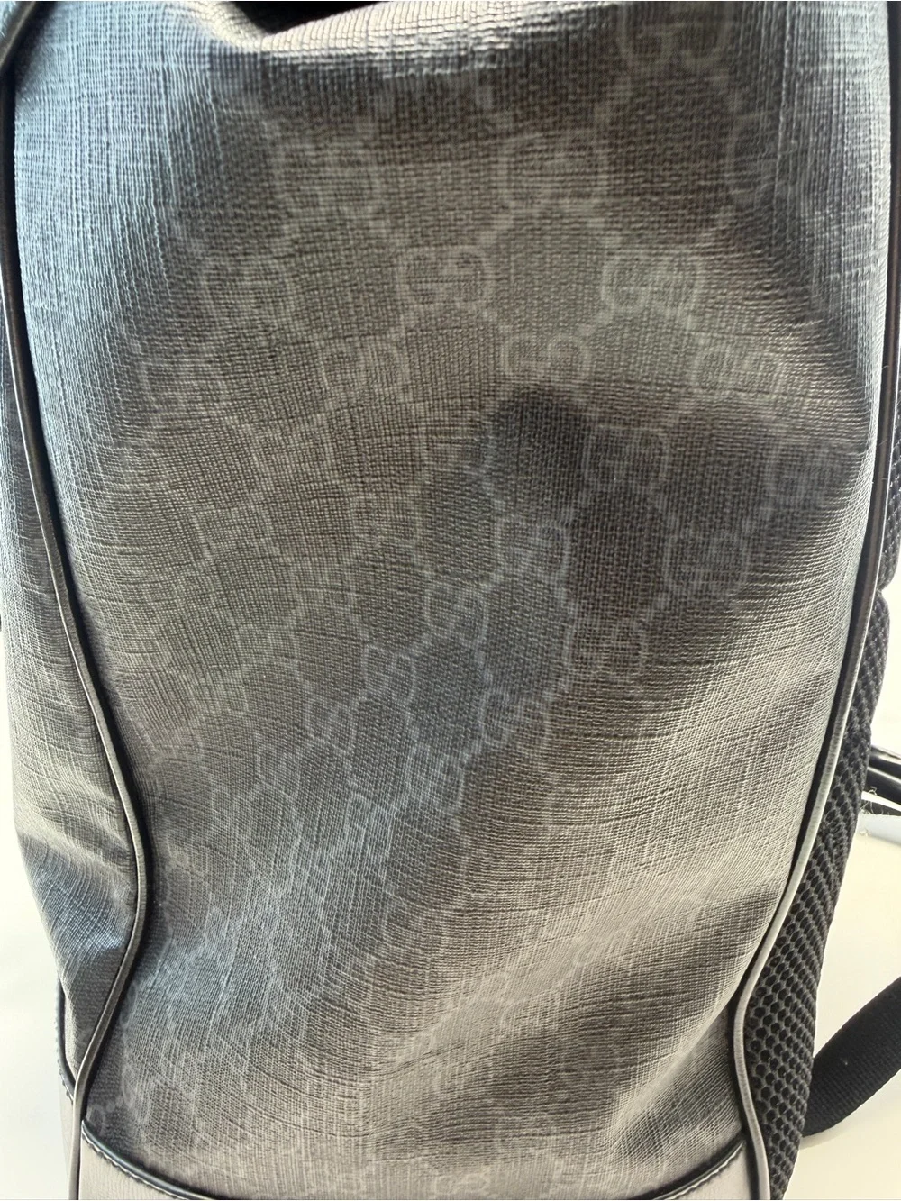 Gucci Black Monogram Leather-Trim Backpack
